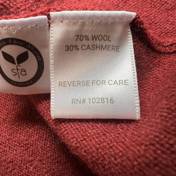 Garnet Hill Oversized Turtleneck Sweater Size S Maroon Goji Berry Wool Cashmere - Picture 11 of 15